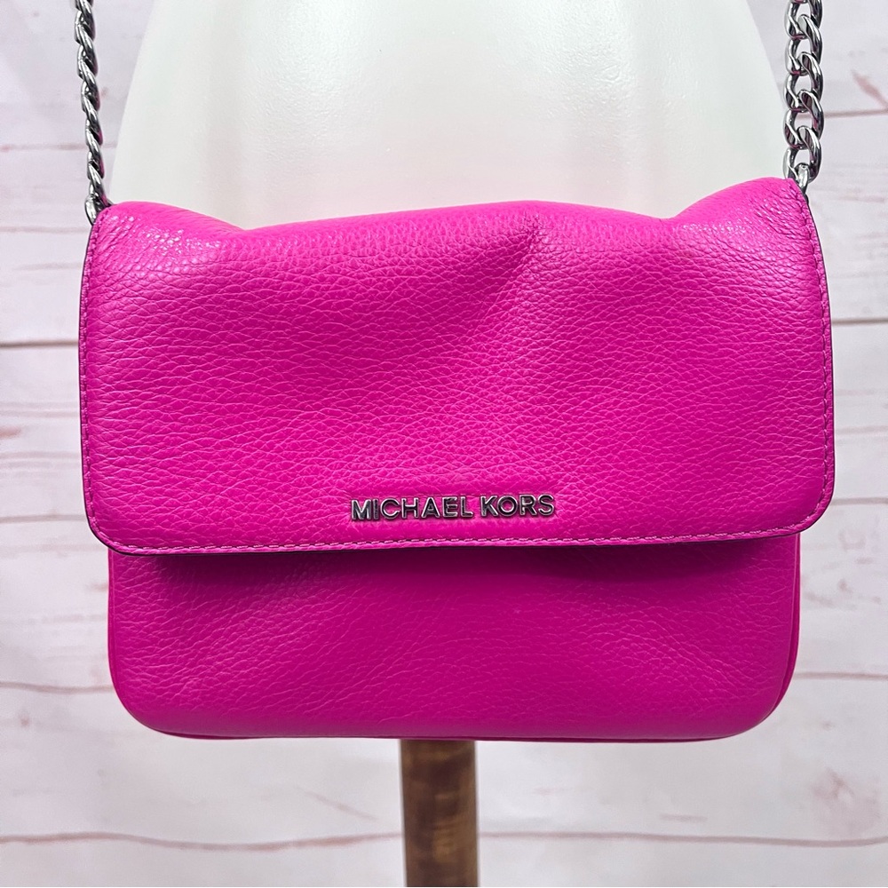 Michael Kors Bedford Jet Set Hot Pink Convertible Clutch Crossbody Purse
